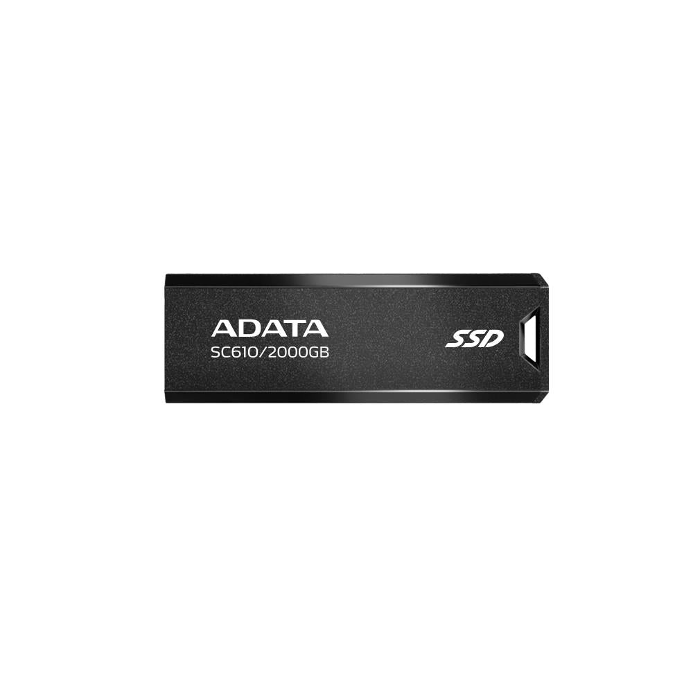 External SSD ADATA SC610 2TB USB 3.2 Write speed 500 MBytes/sec Read speed 550 MBytes/sec SC610-2000G-CBK/RD