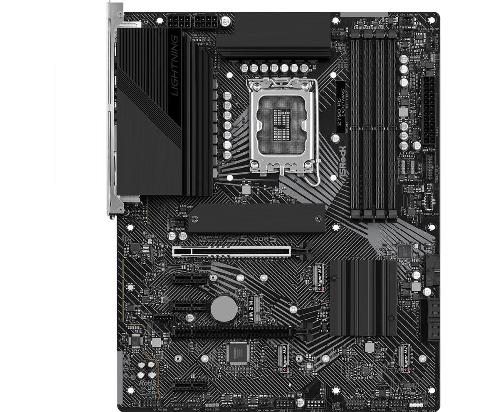 Mainboard ASROCK Intel Z790 LGA1700 ATX Memory DDR5 Memory slots 4 3xPCI-Express 3.0 1x 1xPCI-Express 4.0 16x 1xPCI-Express 5.0 16x 4xM.2 1xHDMI 1xAudio-In 1xAudio-Out 1xMicrophone 1xUSB 2.0 6xUSB 3.2 1xUSB-C 1xRJ45 Z790PGLIGHTNING