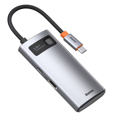 Baseus Metal Gleam 4in1 multifunctional HUB USB Type C - USB Type C Power Delivery 100 W / HDMI 4K 30 Hz / 1x USB 3.2 Gen 1 /