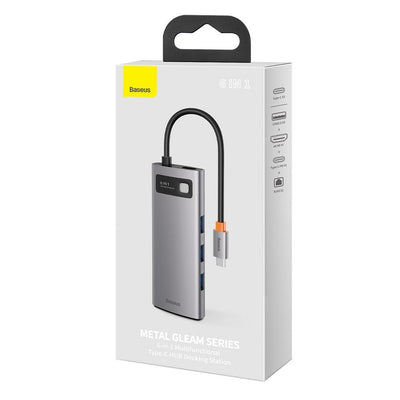 Baseus Metal Gleam 6-in-1 USB-C - USB-C PD 100W HUB 1x HDMI 4K 30Hz 3x USB-A 3.2 1x RJ45 - gray