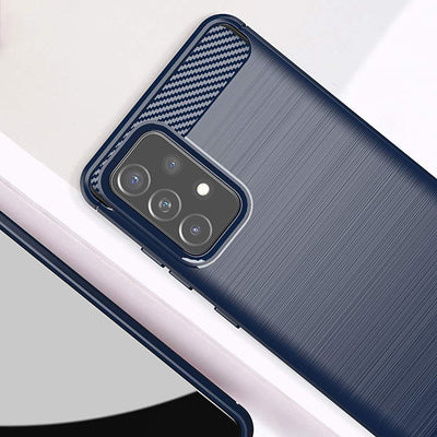 Carbon Case Flexible Cover TPU Case for Samsung Galaxy A72 4G blue — Hurtel