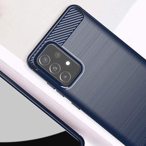 Carbon Case Flexible Cover TPU Case for Samsung Galaxy A72 4G blue — Hurtel