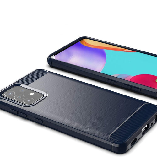 Carbon Case Flexible Cover TPU Case for Samsung Galaxy A72 4G blue — Hurtel