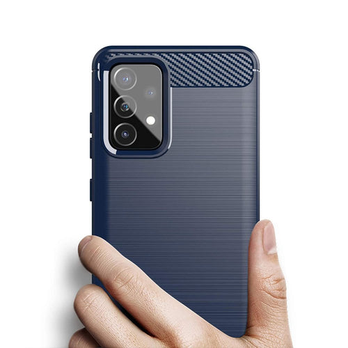 Carbon Case Flexible Cover TPU Case for Samsung Galaxy A72 4G blue — Hurtel