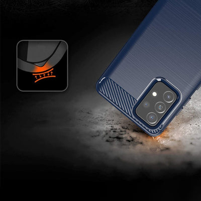Carbon Case Flexible Cover TPU Case for Samsung Galaxy A72 4G blue — Hurtel