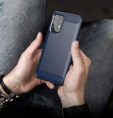 Carbon Case Flexible Cover TPU Case for Samsung Galaxy A72 4G blue — Hurtel