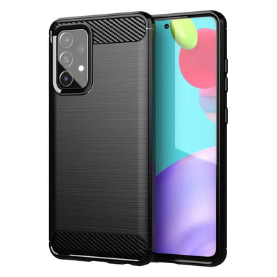 Carbon Case Flexible Cover TPU Case for Samsung Galaxy A72 4G black — Hurtel