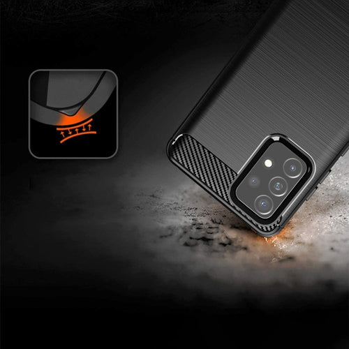 Carbon Case Flexible Cover TPU Case for Samsung Galaxy A72 4G black — Hurtel