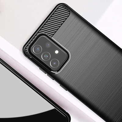 Carbon Case Flexible Cover TPU Case for Samsung Galaxy A72 4G black — Hurtel