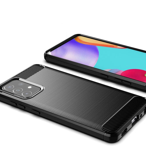 Carbon Case Flexible Cover TPU Case for Samsung Galaxy A72 4G black — Hurtel