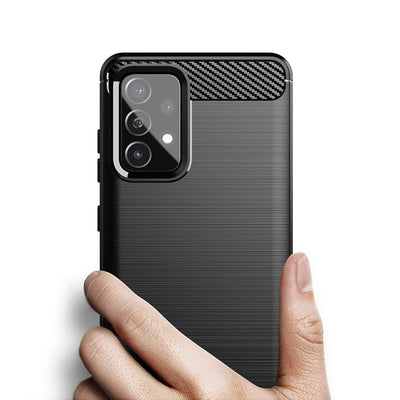 Carbon Case Flexible Cover TPU Case for Samsung Galaxy A72 4G black — Hurtel
