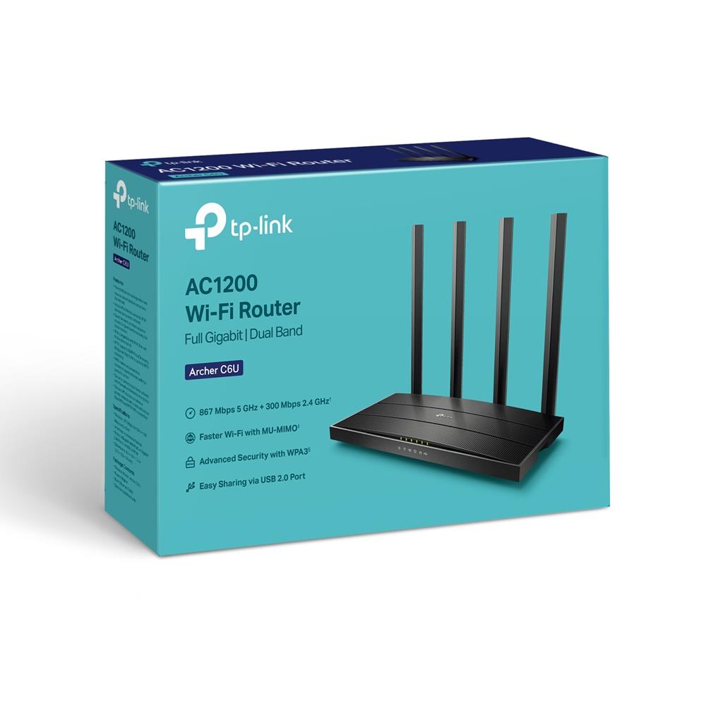 Wireless Router TP-LINK Wireless Router 1167 Mbps IEEE 802.11n IEEE 802.11ac USB 2.0 1 WAN 4x10/100/1000M Number of antennas 4 ARCHERC6U