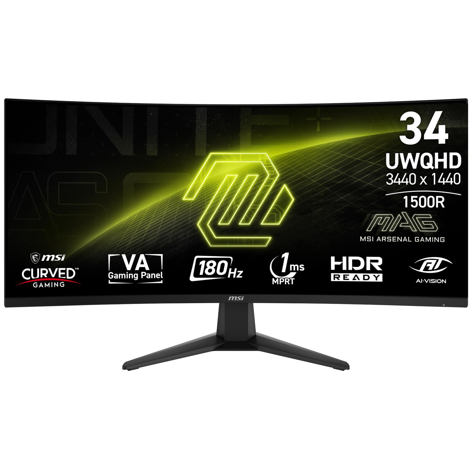 LCD Monitor MSI MAG 346CQ 34" Gaming/Curved Panel VA 3440x1440 16:9 180 Hz 1 ms MAG346CQ