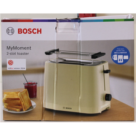 SALE OUT. Bosch TAT3M127 MyMoment Compact toaster, 950 W, 2 slots, Beige | SALE OUT. Compact Toaster | TAT3M127 MyMoment
