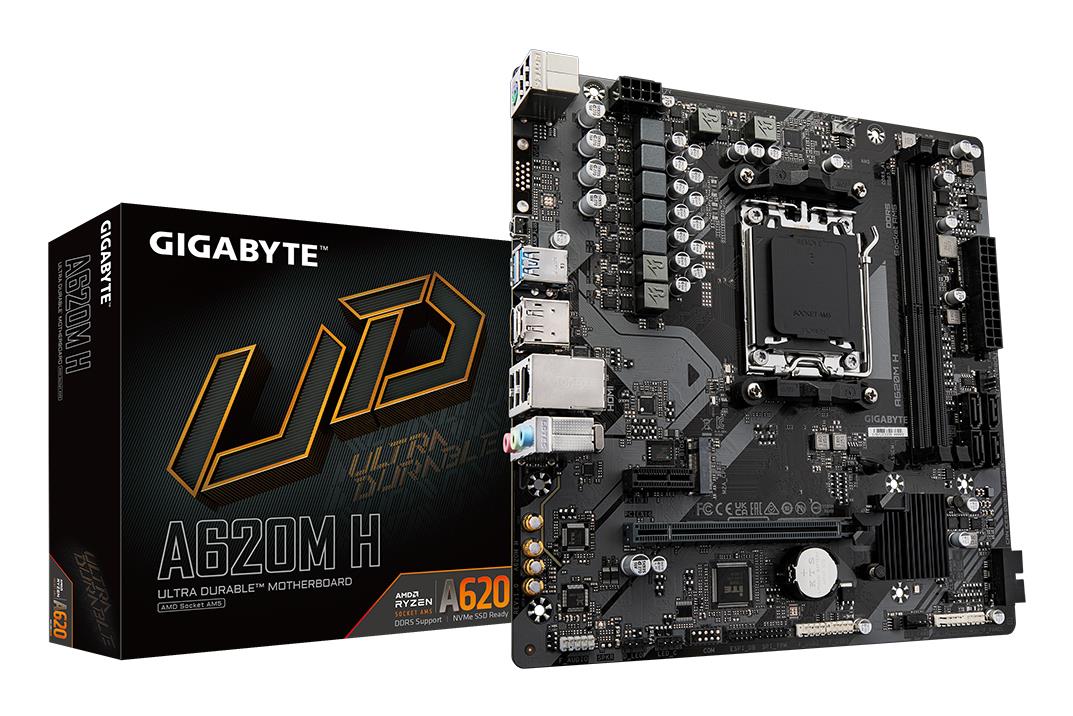 Mainboard GIGABYTE AMD A620 Socket AM5 micro ATX RAM DDR5-SDRAM 2xSlots 1xPCI Express x1 slots 1xPCI Express x16 slots 1xNumber of M.2 (M) slots A620MH2.0