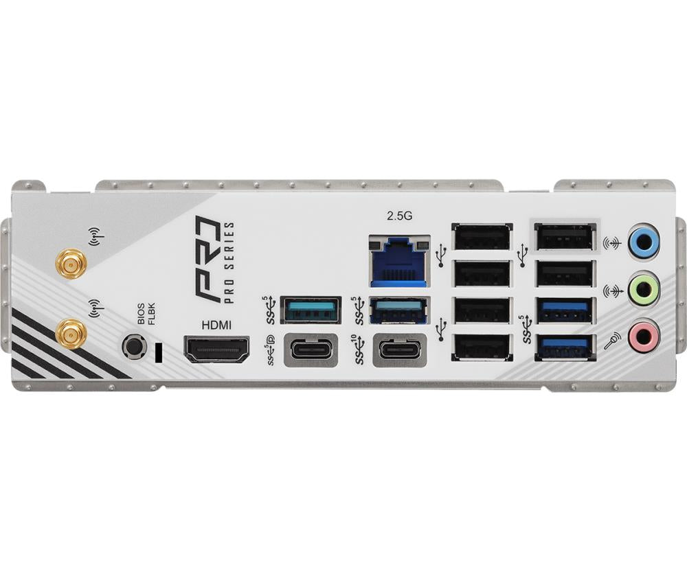 Mainboard ASROCK AMD B850 SAM5 ATX Memory DDR5 Memory slots 4 1xPCI-Express 4.0 16x 1xPCI-Express 5.0 16x 1xM.2 1xHDMI 1xAudio-In 1xAudio-Out 1xMicrophone 6xUSB 2.0 4xUSB 3.2 2xUSB-C 1xRJ45 B850PRORSWIFI