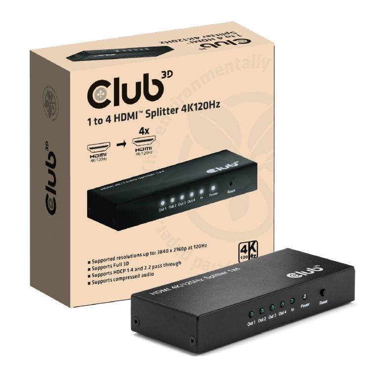 I/O VIDEO SPLITTER HDMI 4PORT/4K 120HZ CSV-1385 CLUB3D