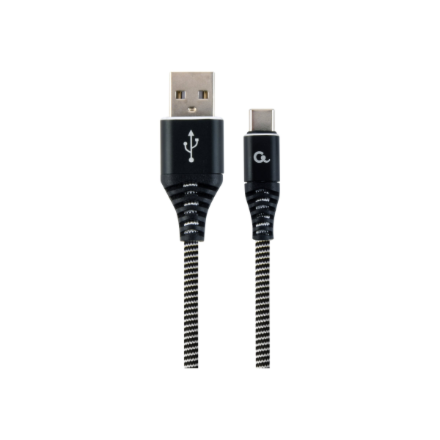 Cablexpert | Premium cotton braided Type-C USB charging and data cable, 1 m | CC-USB2B-AMCM-1M-BW