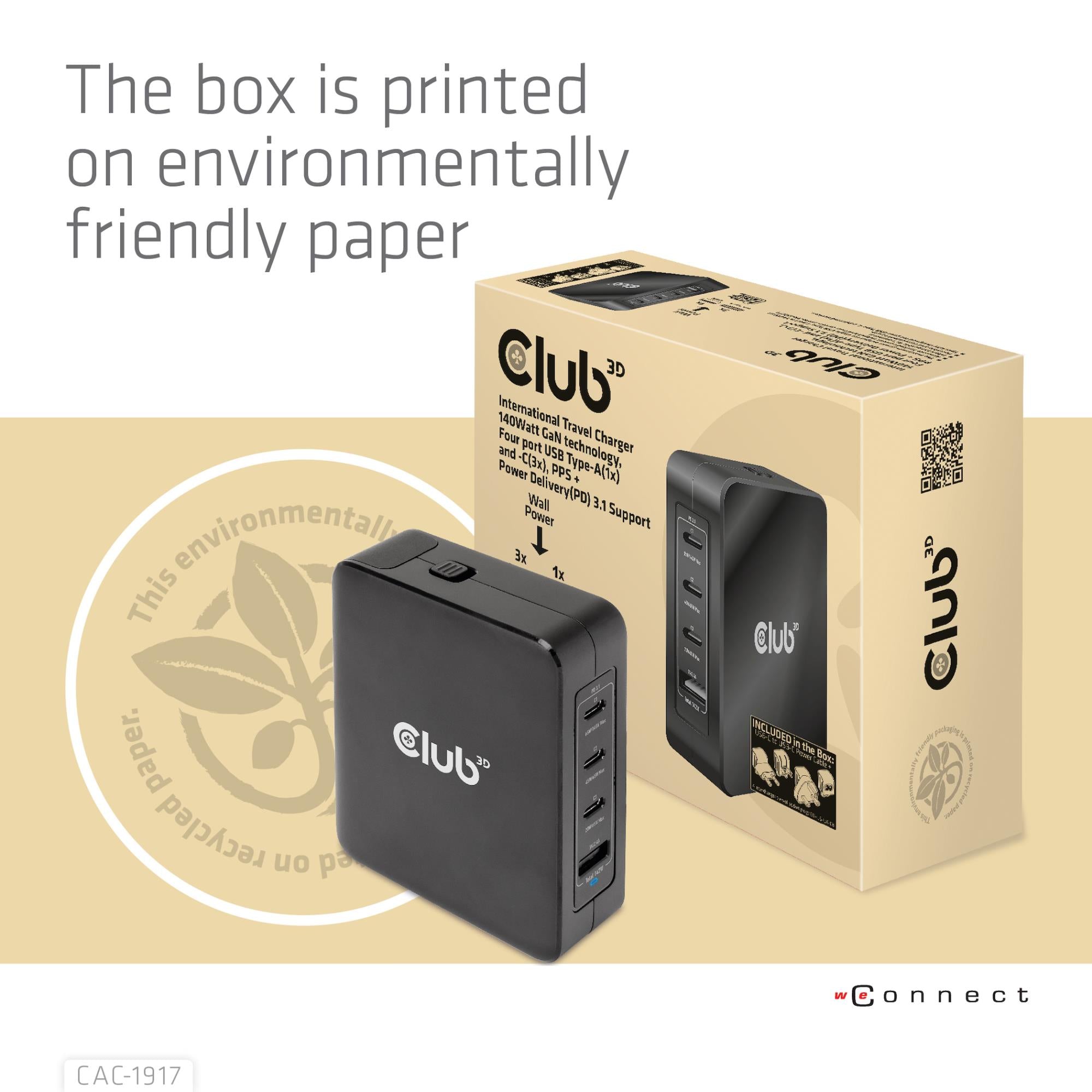 MOBILE TRAVEL CHARGER USB-C/140W GAN CAC-1917 CLUB3D