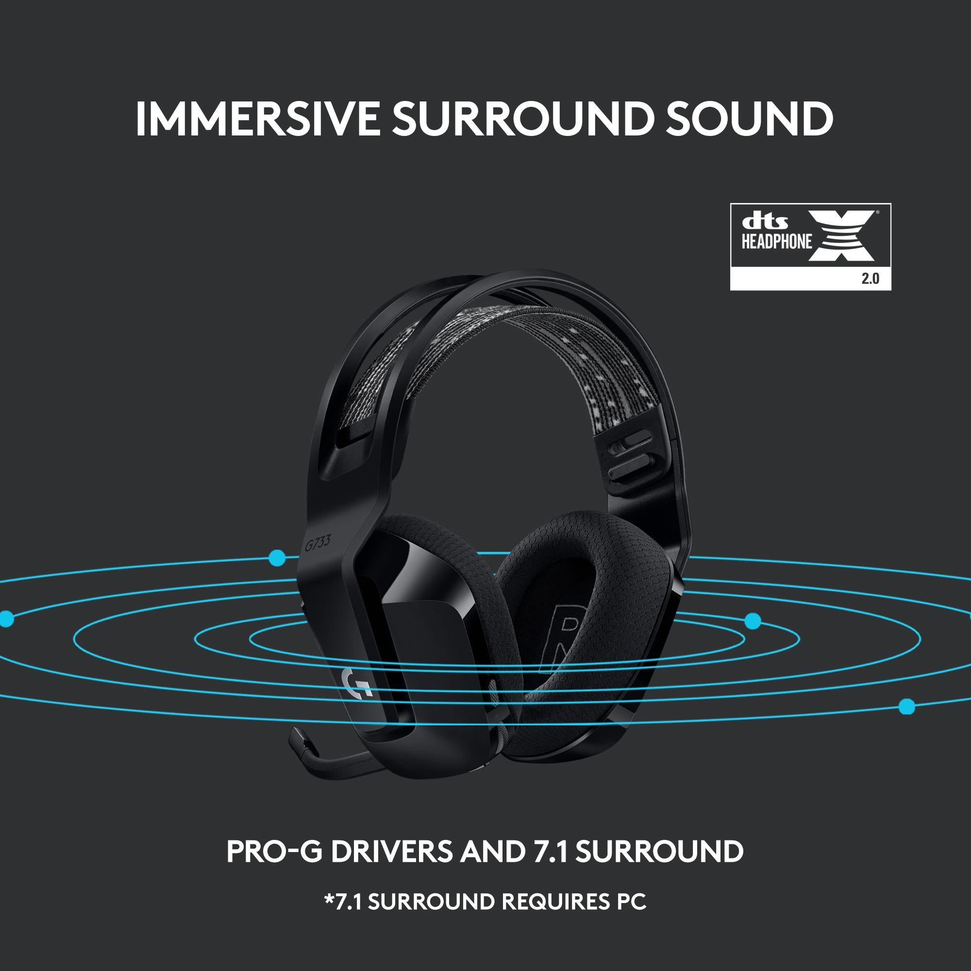 HEADSET GAMING G733 RGB WRL/BLACK 981-000864 LOGITECH