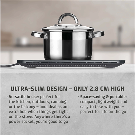 Caso Mobile Single Hob | ProSlim 2000 | Induction | Number of burners/cooking zones 1 | Touch | Timer | Black