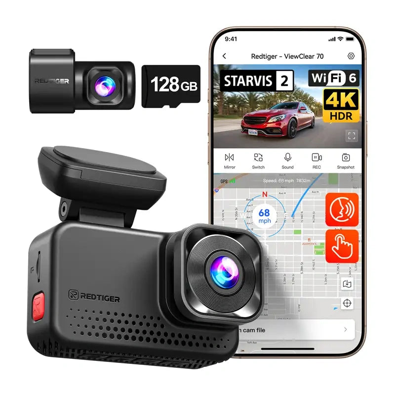 REDTIGER VC70 Wi-Fi 4K + 2.5K 128GB Dash Cam - Image 3