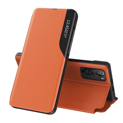 Eco Leather View Case Elegant Flip Cover Case with Stand Function Xiaomi Redmi K40 Pro + / K40 Pro / K40 / Poco F3 Orange — H