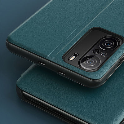 Eco Leather View Case Elegant Flip Cover Case with Stand Function Xiaomi Redmi K40 Pro + / K40 Pro / K40 / Poco F3 Orange — H