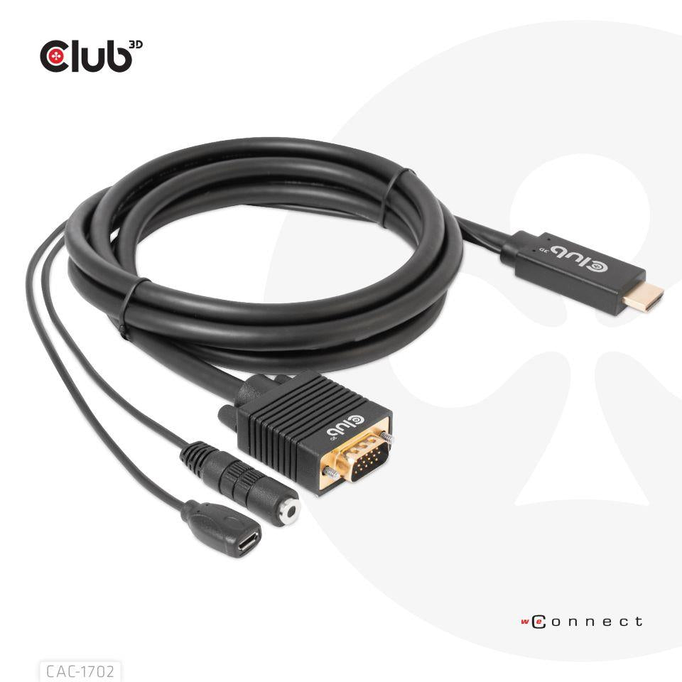 CABLE HDMI TO VGA 2M/M/M CAC-1712 CLUB3D