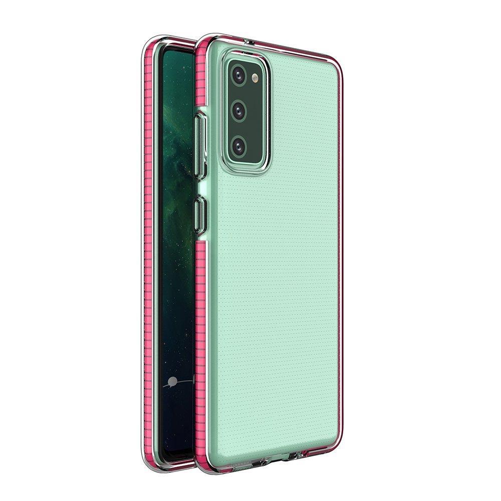 Spring Case clear TPU gel protective cover with colorful frame for Samsung Galaxy A02s EU dark pink — Hurtel