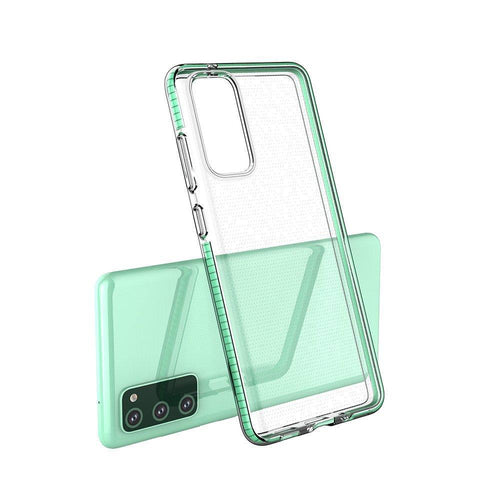Spring Case clear TPU gel protective cover with colorful frame for Samsung Galaxy A72 4G black — Hurtel