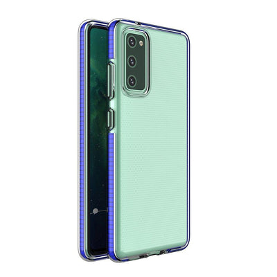 Spring Case clear TPU gel protective cover with colorful frame for Samsung Galaxy A72 4G dark blue — Hurtel