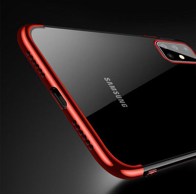 Clear Color Case Gel TPU Electroplating frame Cover for Samsung Galaxy A72 4G black — Hurtel
