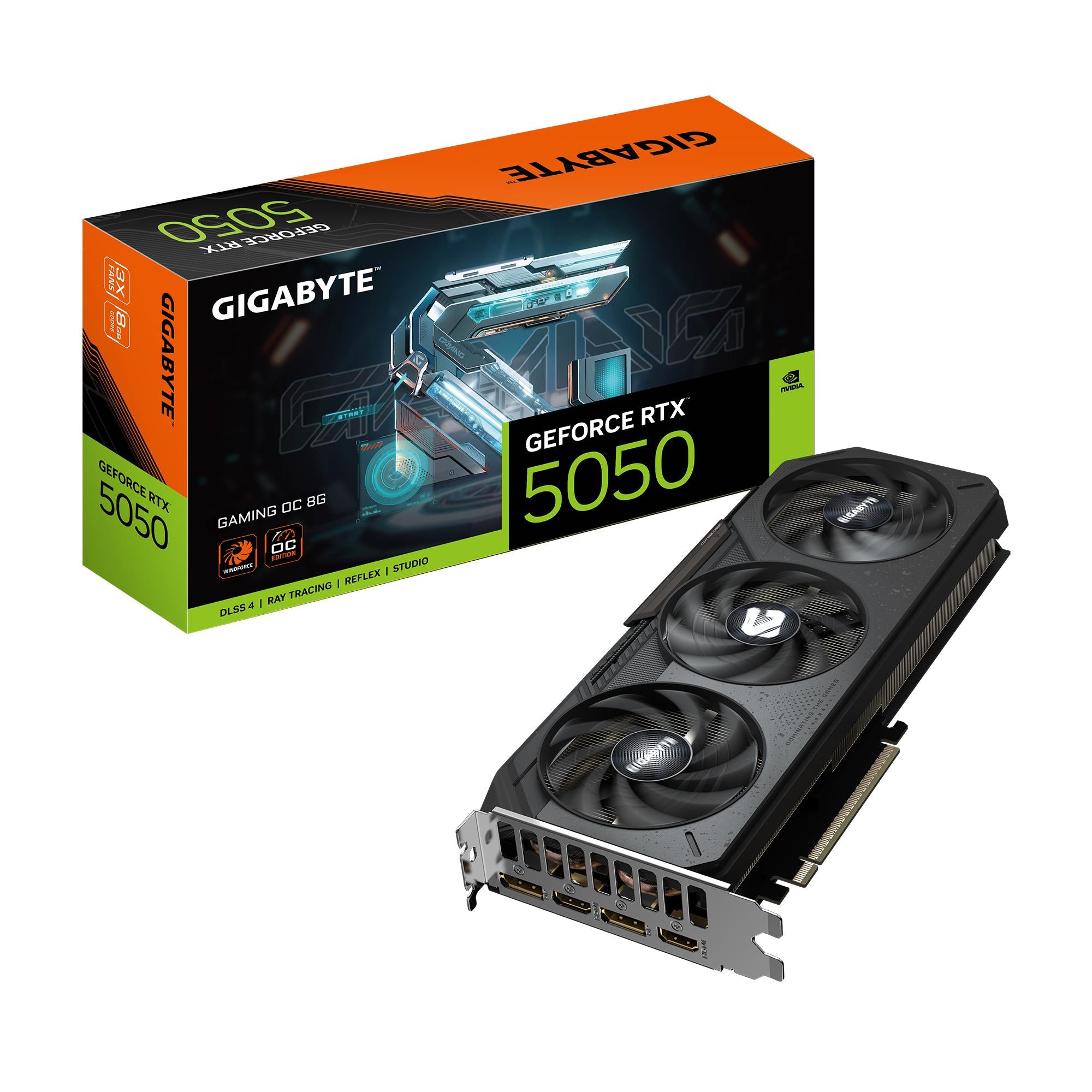 Graphics Card GIGABYTE NVIDIA GeForce RTX 5050 8 GB GDDR6 128 bit PCIE 5.0 16x GPU 2632 MHz Triple slot Fansink GV-N5050GAMINGOC-8GD1.0