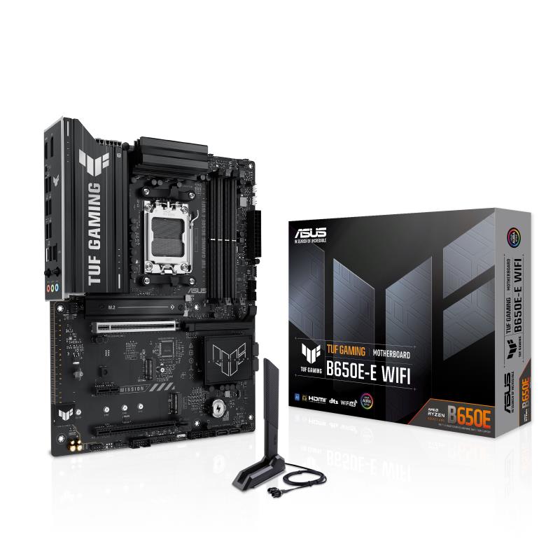 Mainboard ASUS AMD B650 ATX Memory DDR5 Memory slots 4 1xPCI-Express 4.0 1x 1xPCI-Express 4.0 16x 1xPCI-Express 5.0 16x 3xM.2 1xHDMI 1xDisplayPort 3xUSB 2.0 3xUSB 3.2 2xUSB-C 3xAudio port TUFGAMINGB650E-EWIFI