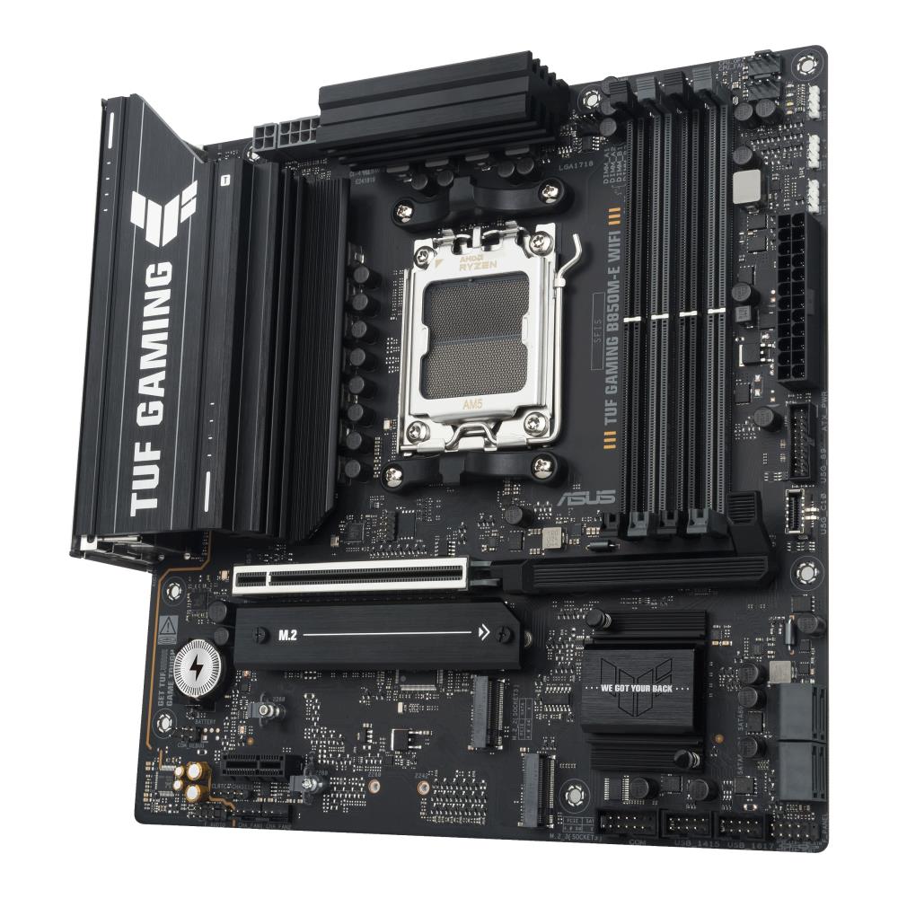 Mainboard ASUS AMD B850 SAM5 Micro-ATX Memory DDR5 Memory slots 4 1xPCI-Express 4.0 1x 1xPCI-Express 4.0 16x 1xPCI-Express 5.0 16x 3xM.2 1xHDMI 2xDisplayPort 4xUSB 2.0 2xUSB 3.2 2xUSB-C 1xPS/2 1xRJ45 3xAudio port TUFGAMINGB850M-EWIFI