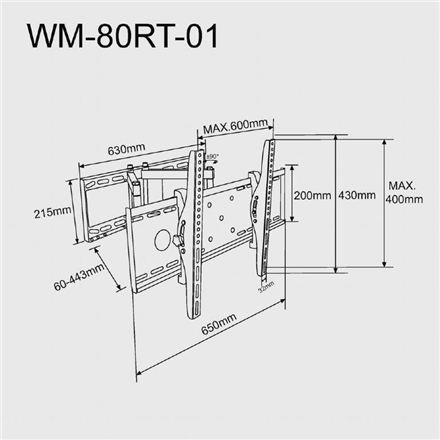 Gembird | Full-motion wall mount | Fixed | 37-80 " | Maximum weight (capacity) 60 kg | Black