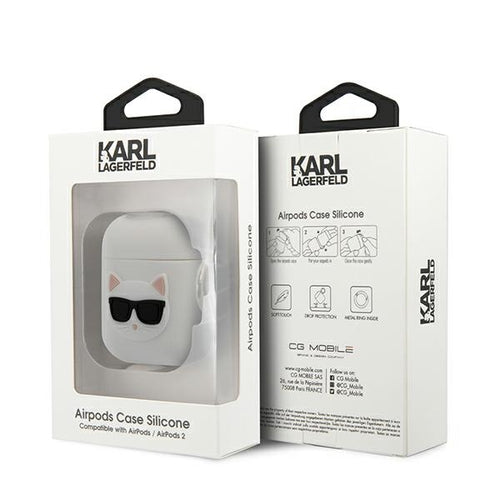 Karl Lagerfeld Silicone Choupette Case for AirPods 1/2 Cover - White