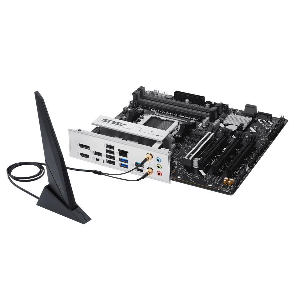 Mainboard ASUS AMD B850 SAM5 Micro-ATX Memory DDR5 Memory slots 4 3xPCI-Express 4.0 16x 1xPCI-Express 5.0 16x 3xM.2 1xHDMI 1xDisplayPort 5xUSB 2.0 2xUSB 3.2 2xUSB-C 1xRJ45 3xAudio port B850MMAXGAMINGWIFI