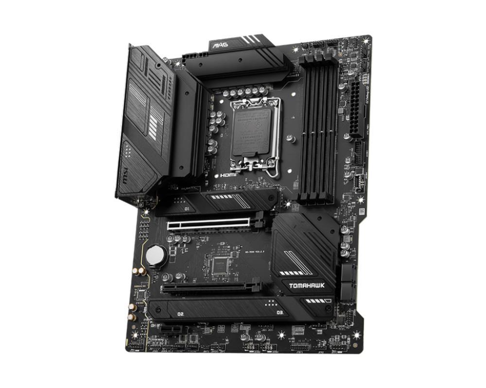 Mainboard MSI Intel B760 Express LGA1700 ATX Memory DDR5 Memory slots 4 1xPCI-Express 1x 2xPCI-Express 16x 3xM.2 1xHDMI 1xDisplayPort 4xUSB 2.0 4xUSB 3.2 1xUSB-C 1xOptical S/PDIF 1xRJ45 5xAudio port MAGB760TOMAHAWKWIFI