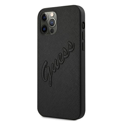 Guess Saffiano Vintage Script Case for iPhone 12 Pro Max 6.7" - Black