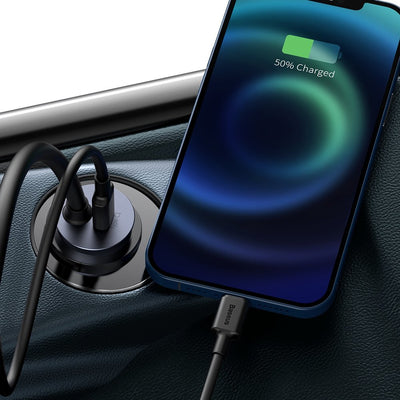 Baseus Share Together car charger 2x USB / 2x USB Type C 120W PPS Quick Charge Power Delivery gray (CCBT-A0G)