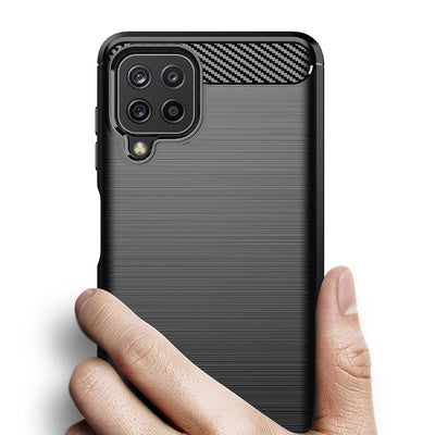 Carbon Case Flexible Cover TPU Case for Samsung Galaxy A22 4G black — Hurtel