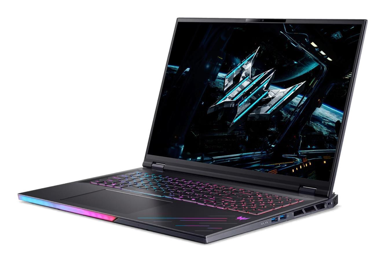 Notebook ACER Predator HELIOS 18 AI CPU Intel Core Ultra 9 275HX 18 " 2560 x 1600 pixels RAM 32 GB DDR5-SDRAM SSD 1000 GB Discrete graphics NVIDIA GeForce RTX 5080 16 GB On-board graphics Yes Keyboard language English OS installed Windows 11 Home Colour