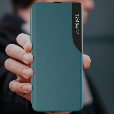 Eco Leather View Case elegant bookcase type case with kickstand for Samsung Galaxy A22 4G blue — Hurtel