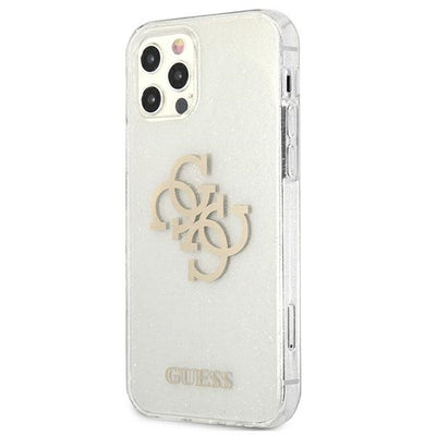 Guess GUHCP12LPCUGL4GTR iPhone 12 Pro Max 6.7" transparent hard case Glitter 4G Big Logo