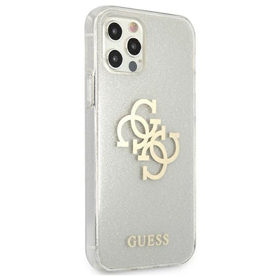 Guess GUHCP12LPCUGL4GTR iPhone 12 Pro Max 6.7" transparent hard case Glitter 4G Big Logo