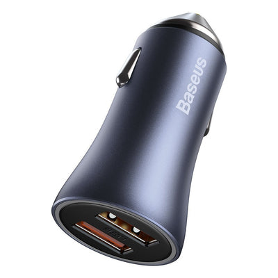 Baseus Golden Contactor Pro fast car charger 2x USB 40 W Quick Charge SCP FCP AFC + USB - USB Type C cable gray (TZCCJD-A0G)