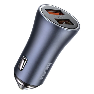 Baseus Golden Contactor Pro fast car charger 2x USB 40 W Quick Charge SCP FCP AFC + USB - USB Type C cable gray (TZCCJD-A0G)