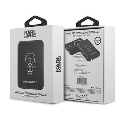 Karl Lagerfeld 3000mAh Inductive Powerbank with MagSafe - Black